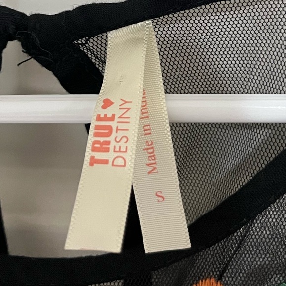 True Destiny Floral Embroidered Black Mini Dress size small - Picture 3 of 8